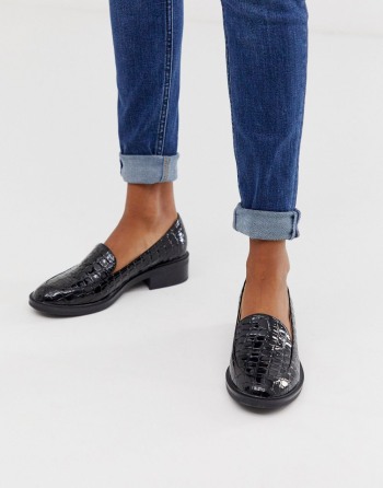 RAID Kiara Patent Croc Effect Loafers Crne - Ženske Cipele | 84139YVRD